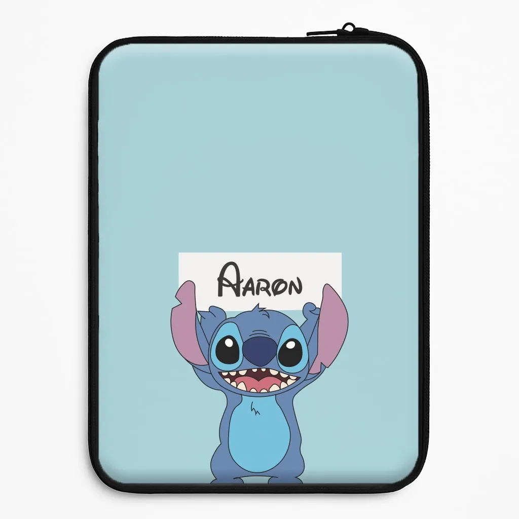 Standing Blue Alien - Personalised Disney Laptop Sleeve Non slip grip