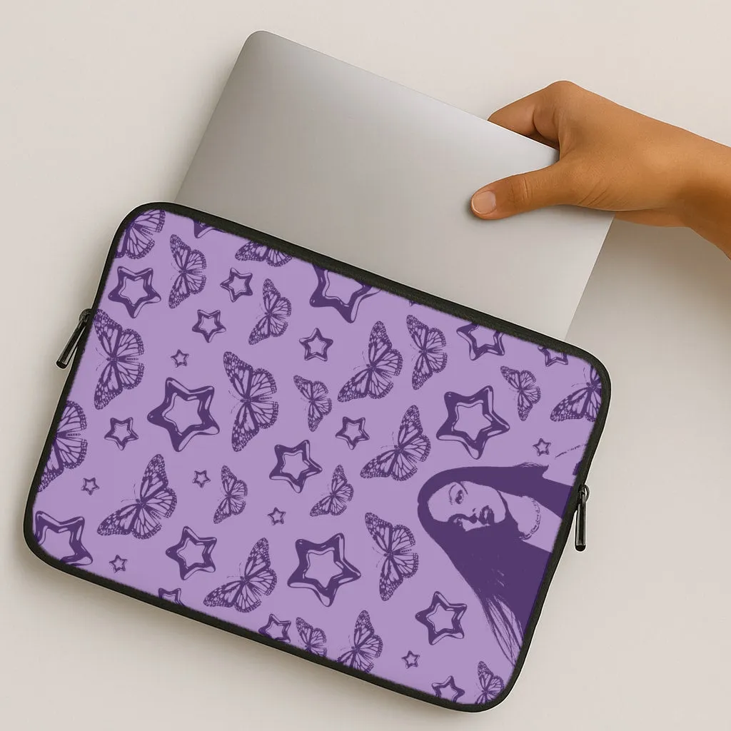 Stars And Butterflies Pattern Laptop Sleeve Compact Pattern Fashionable Texture