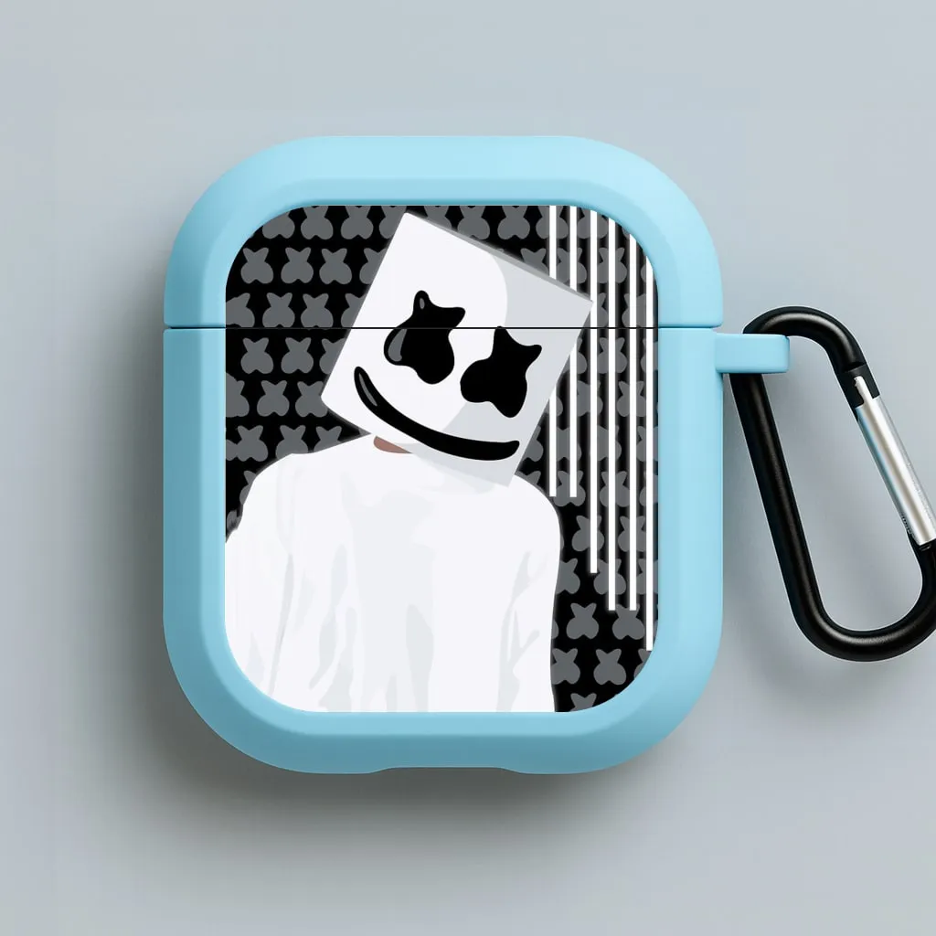 Stars And Stripes - White Helmet DJ AirPods Case magnetic lock airpods shell