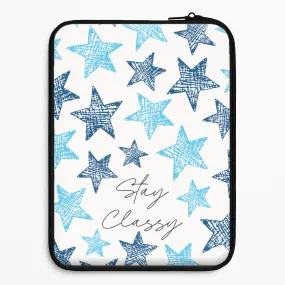 Rugged Look Grip Control Stay Classy Blue Stars Pattern Laptop Sleeve