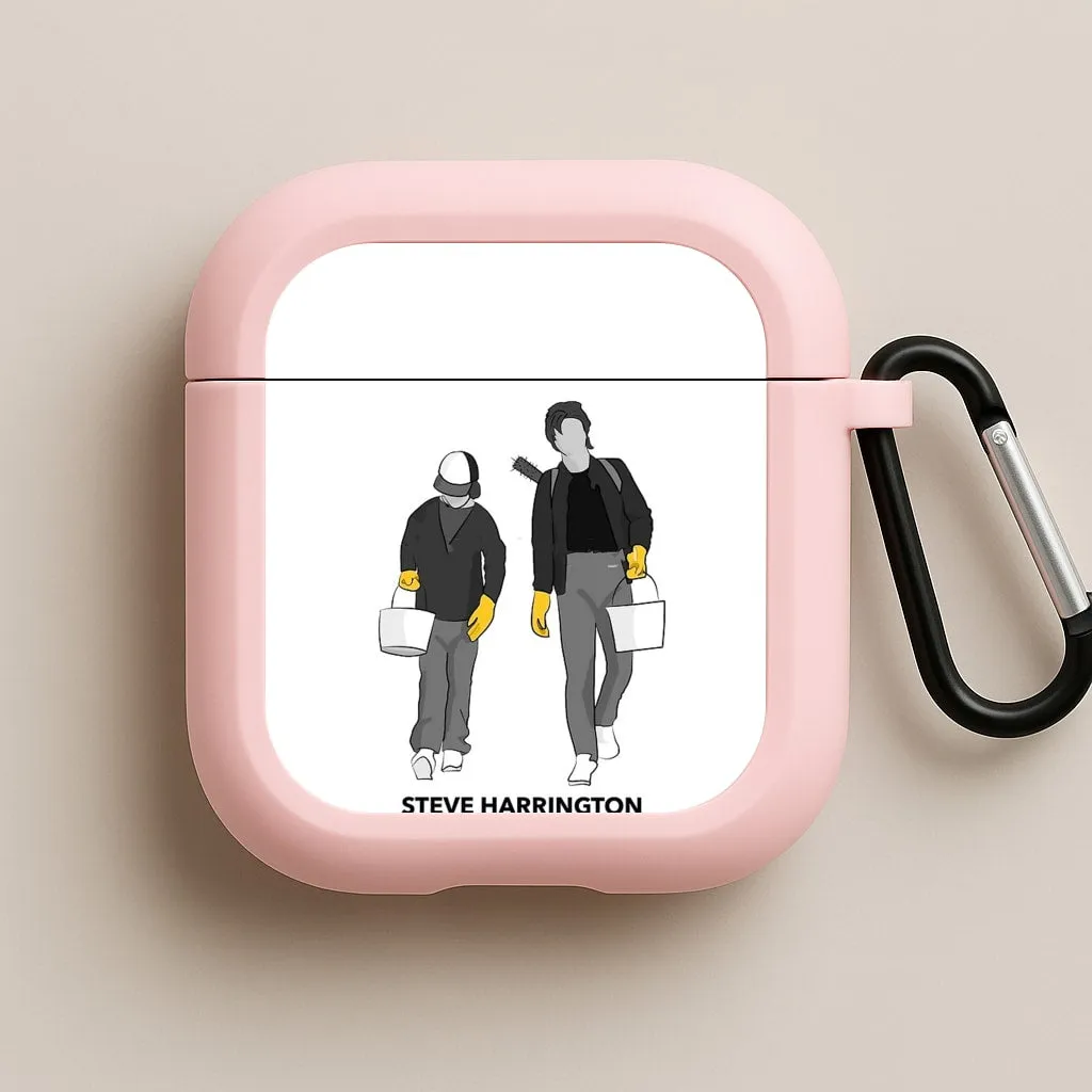 soft ergonomic neon travel protector Steve Harrington Babysitting Co AirPods Case