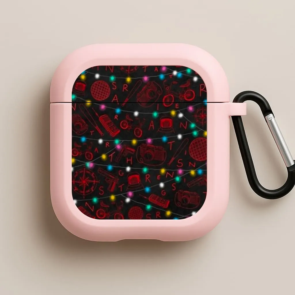 Convenient Carry Strap Stranger Red Illustrations AirPods Case