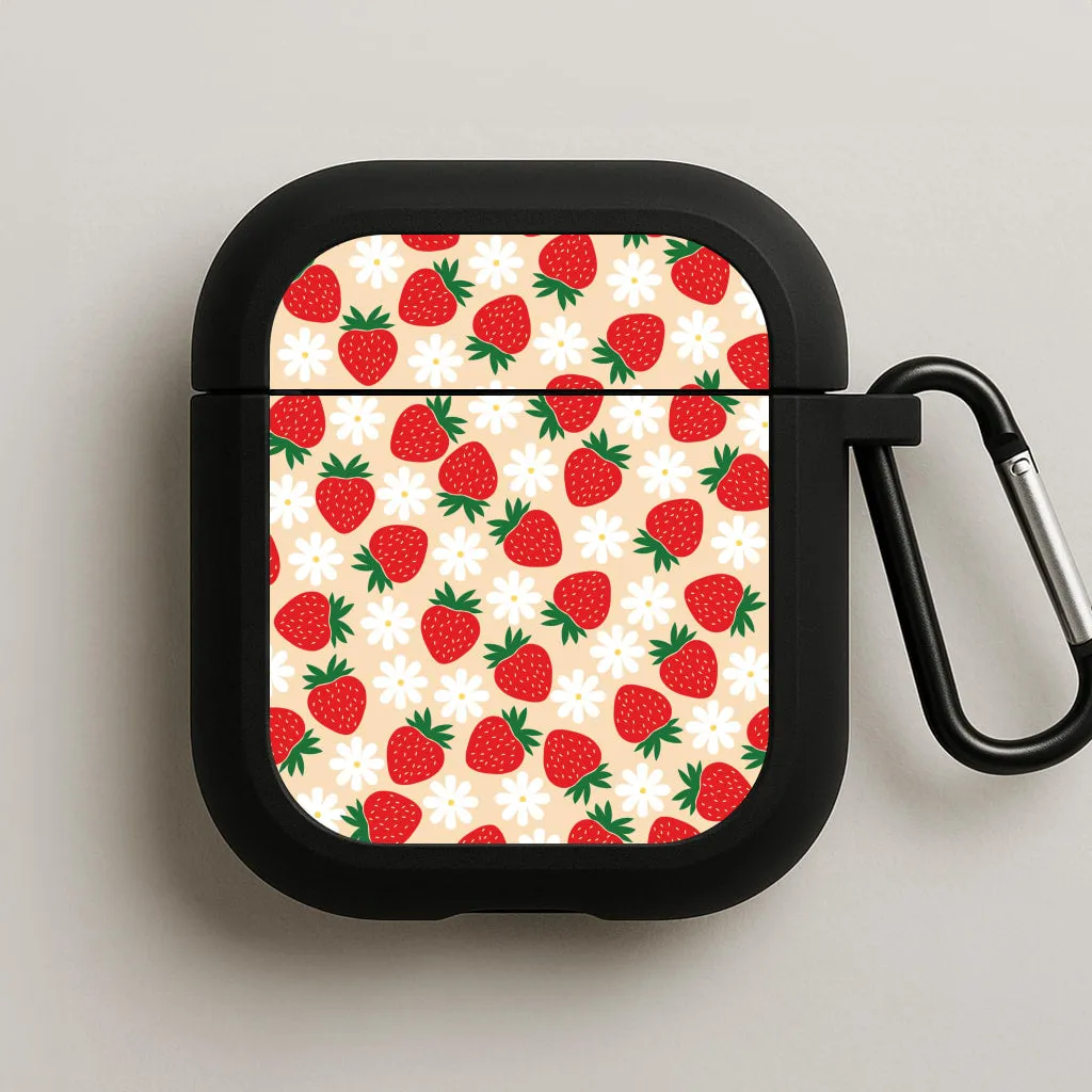 Strawberries and Flowers - Spring Patterns AirPods Case Lightweight Gadget Holder