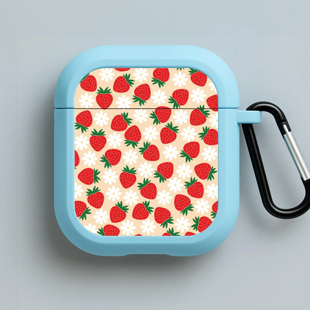 Soft Protective Sleeve Strawberries and Flowers - Spring Patterns AirPods Case