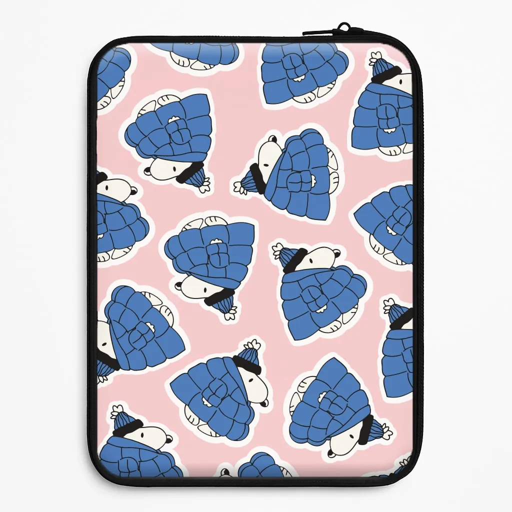 Luxury Finish Texture Cartoon Beagle Puffer Jacket Pattern Laptop Sleeve