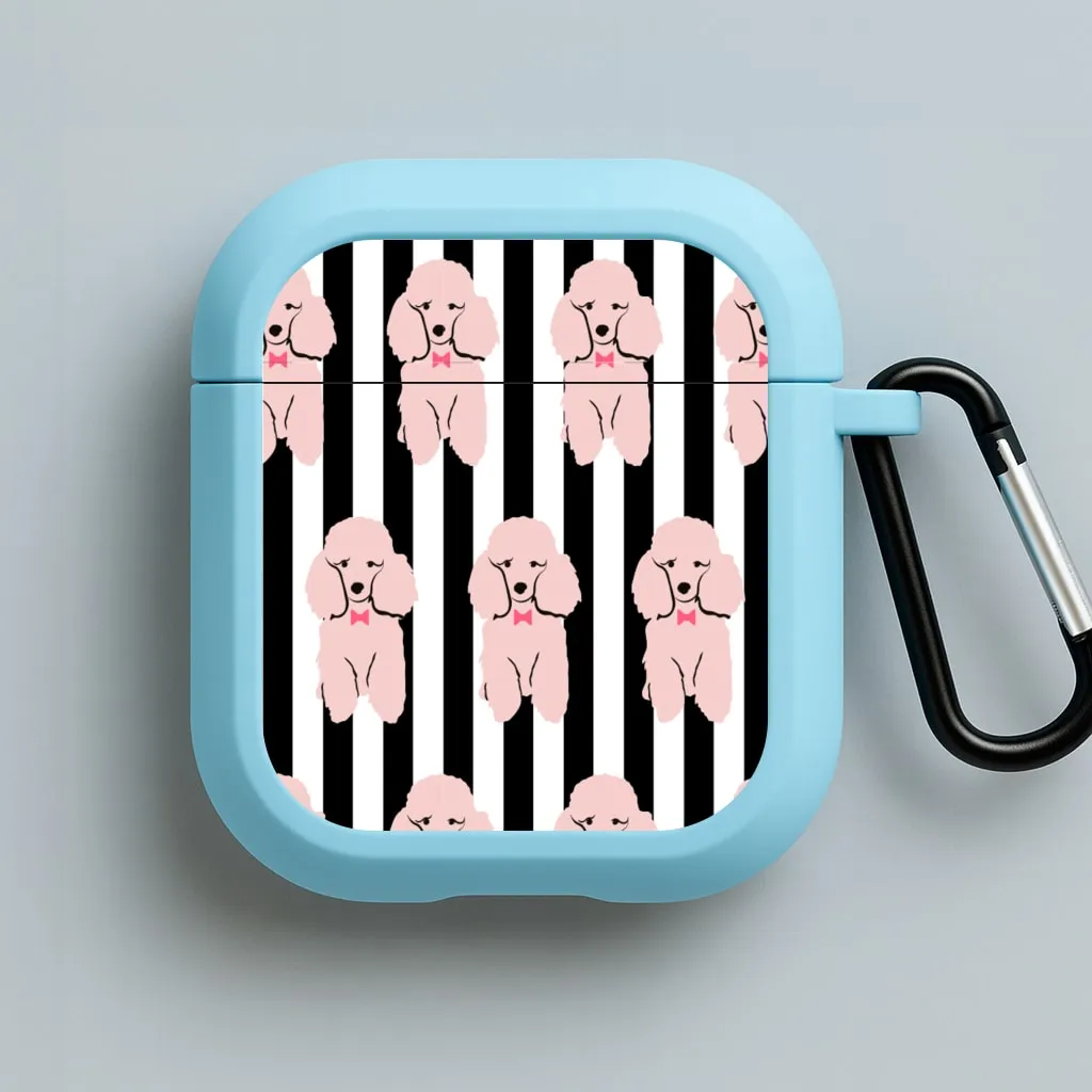 Stylish Gadget Organizer Striped Poodle - Dog Pattern AirPods Case