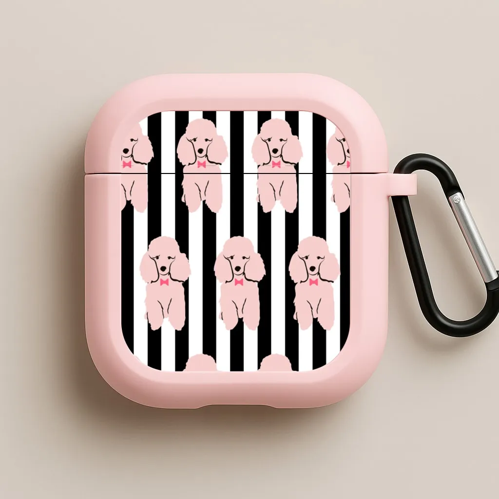 Striped Poodle - Dog Pattern AirPods Case Premium Texture Finish