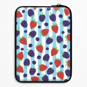 Stripes And Berries Laptop Sleeve Minimal Frame Lightweight Grip