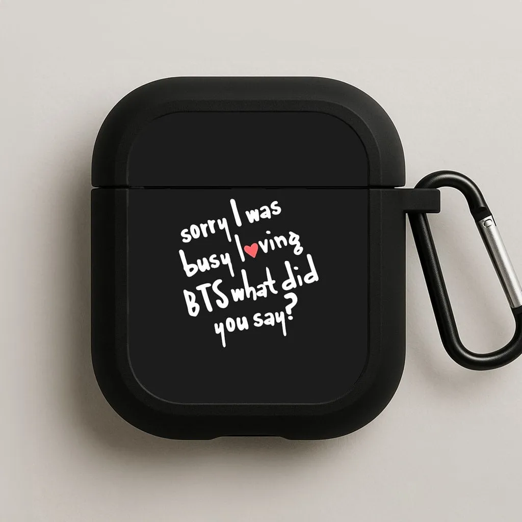 soft flexible neon airpods case Stylish Protective Grip Sorry I Was Busy Loving K-Pop Band AirPods Case