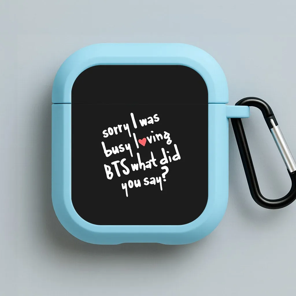 Sorry I Was Busy Loving K-Pop Band AirPods Case soft pastel silicone protector sleek soft grip airpods case