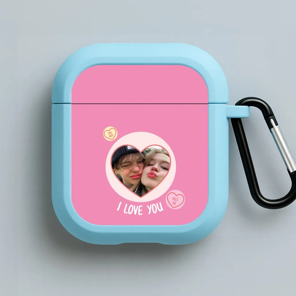 I Love You - Personalised Couples AirPods Case metal hook airpods protector