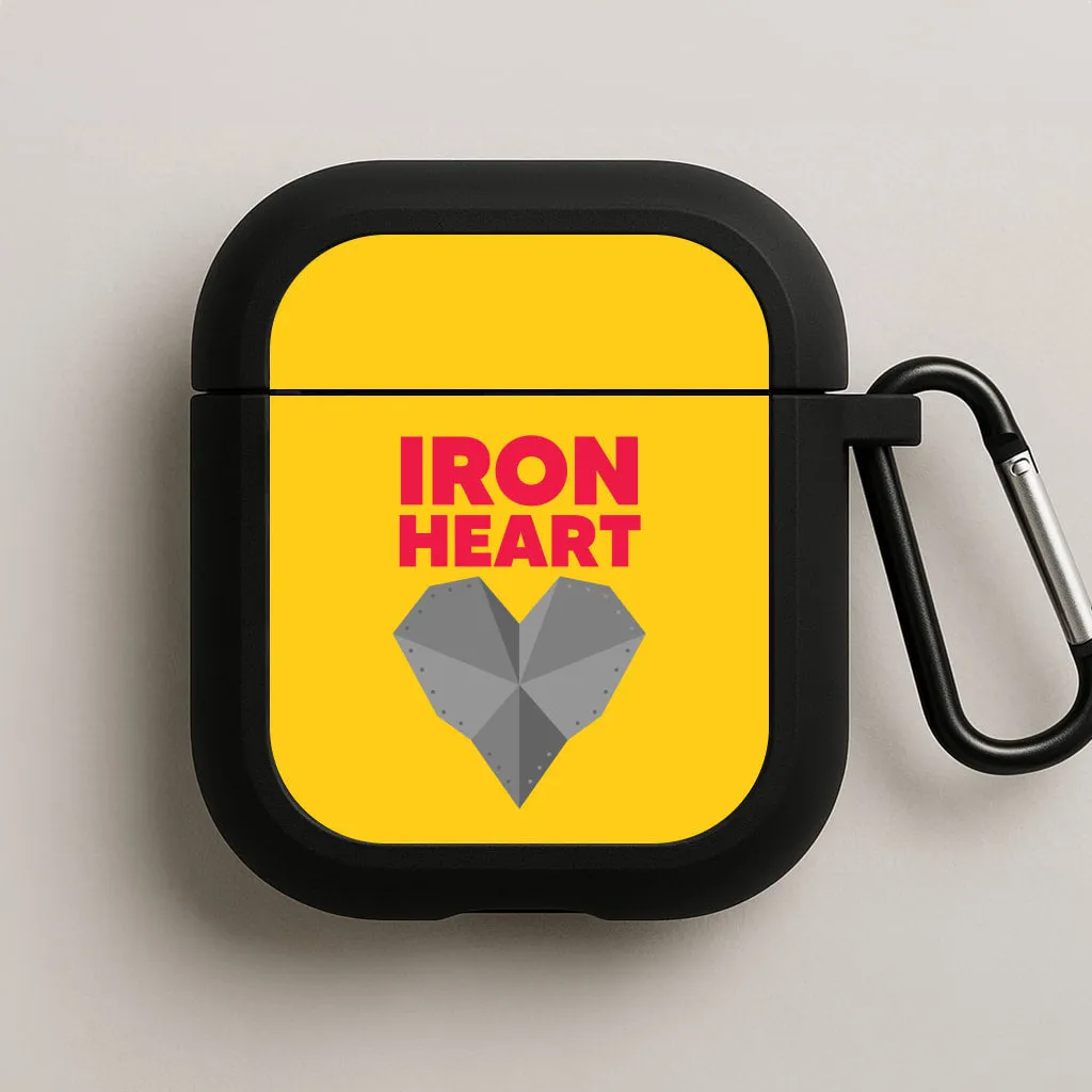 Metal Heart AirPods Case anti slip airpods skin Compact Storage Case