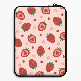 Soft Interior Polished Layer Strawberries And Hearts - Fruit Patterns Laptop Sleeve