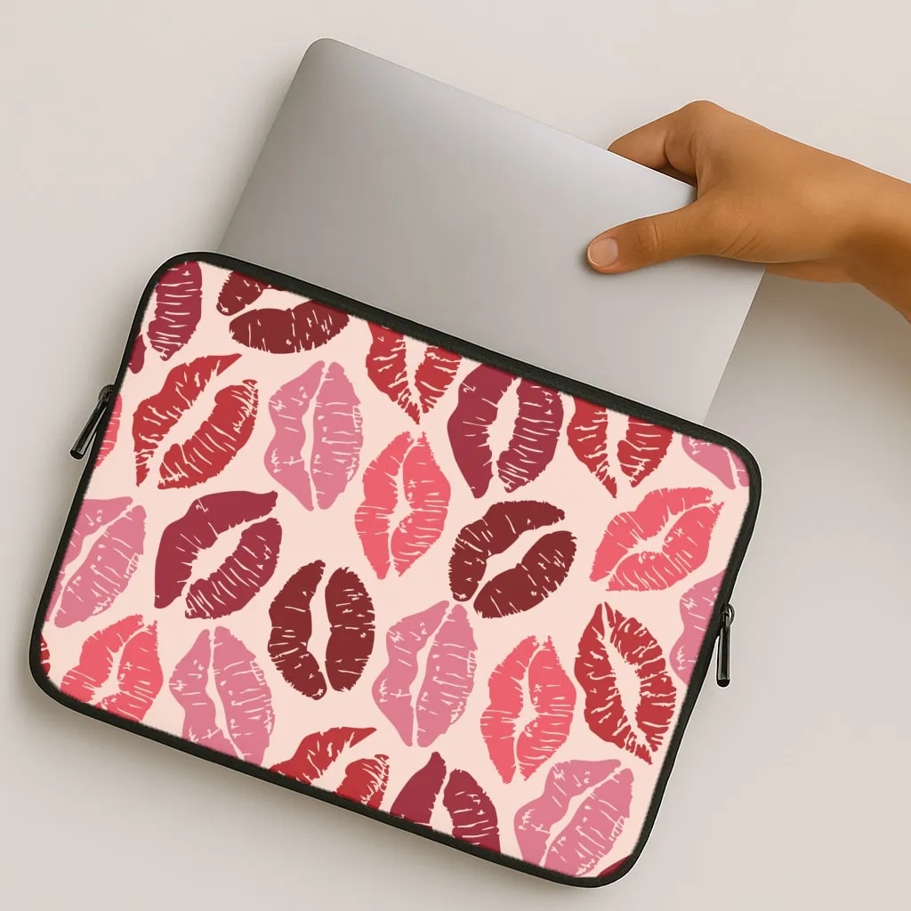 Valentine's Lips Pattern Laptop Sleeve Matte Texture Modern Texture