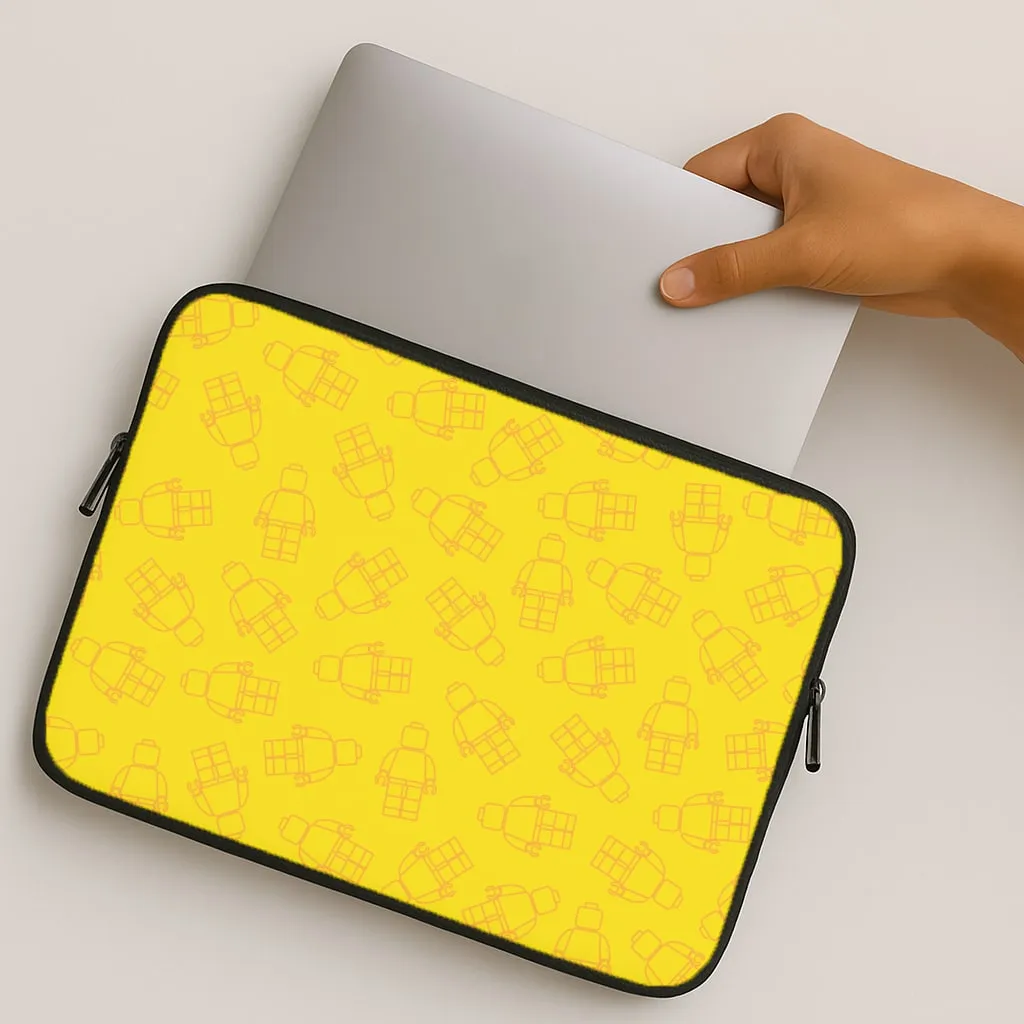 Bricks Figures Pattern Yellow Laptop Sleeve Flexible Grip Texture Stylish Finish Texture