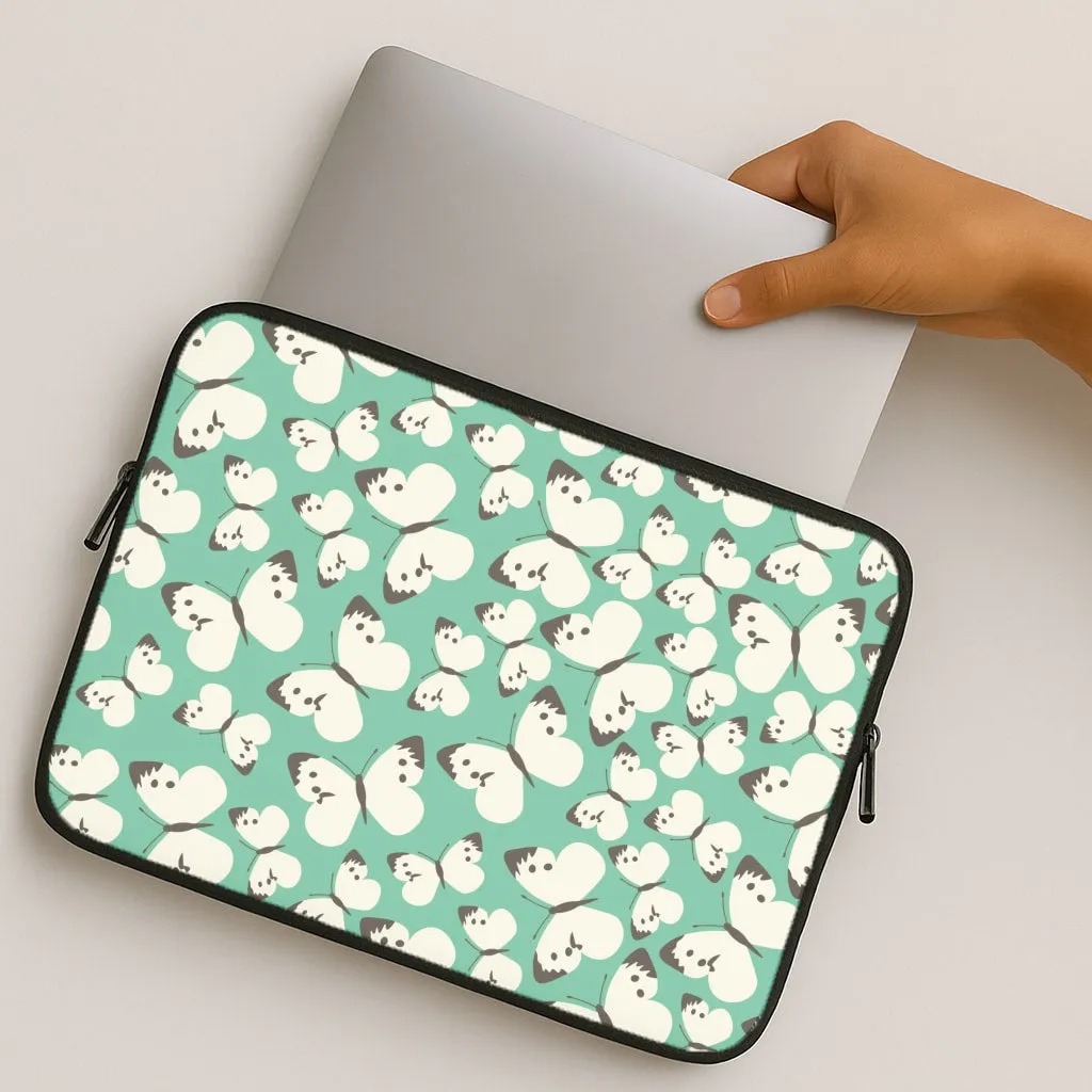Premium Surface Finish Gift Choice White Butterfly - Butterfly Patterns Laptop Sleeve