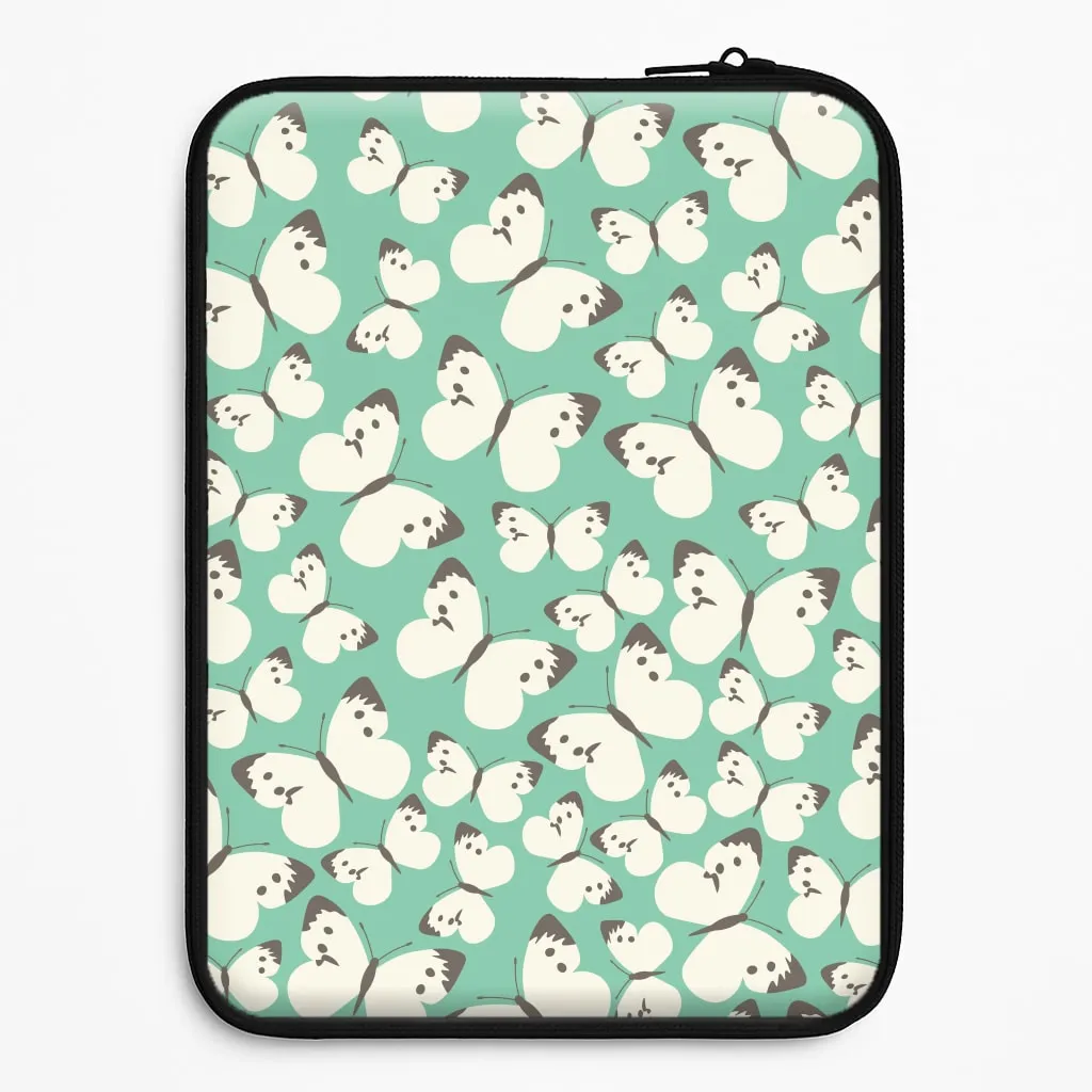 Perfect Fit White Butterfly - Butterfly Patterns Laptop Sleeve