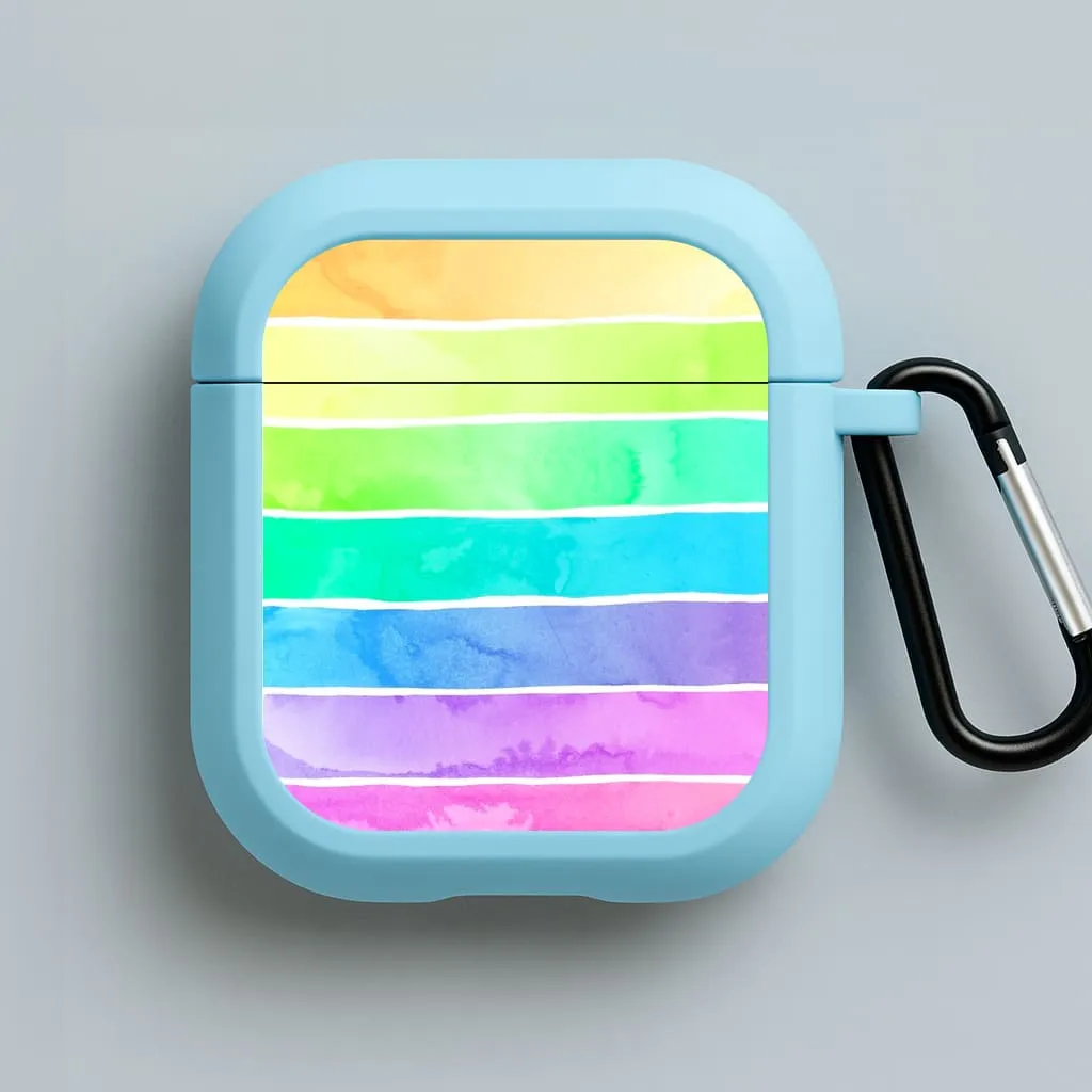 Summer Rainbow Stripes AirPods Case soft gel airpods cover portable neon ergonomic airpods case
