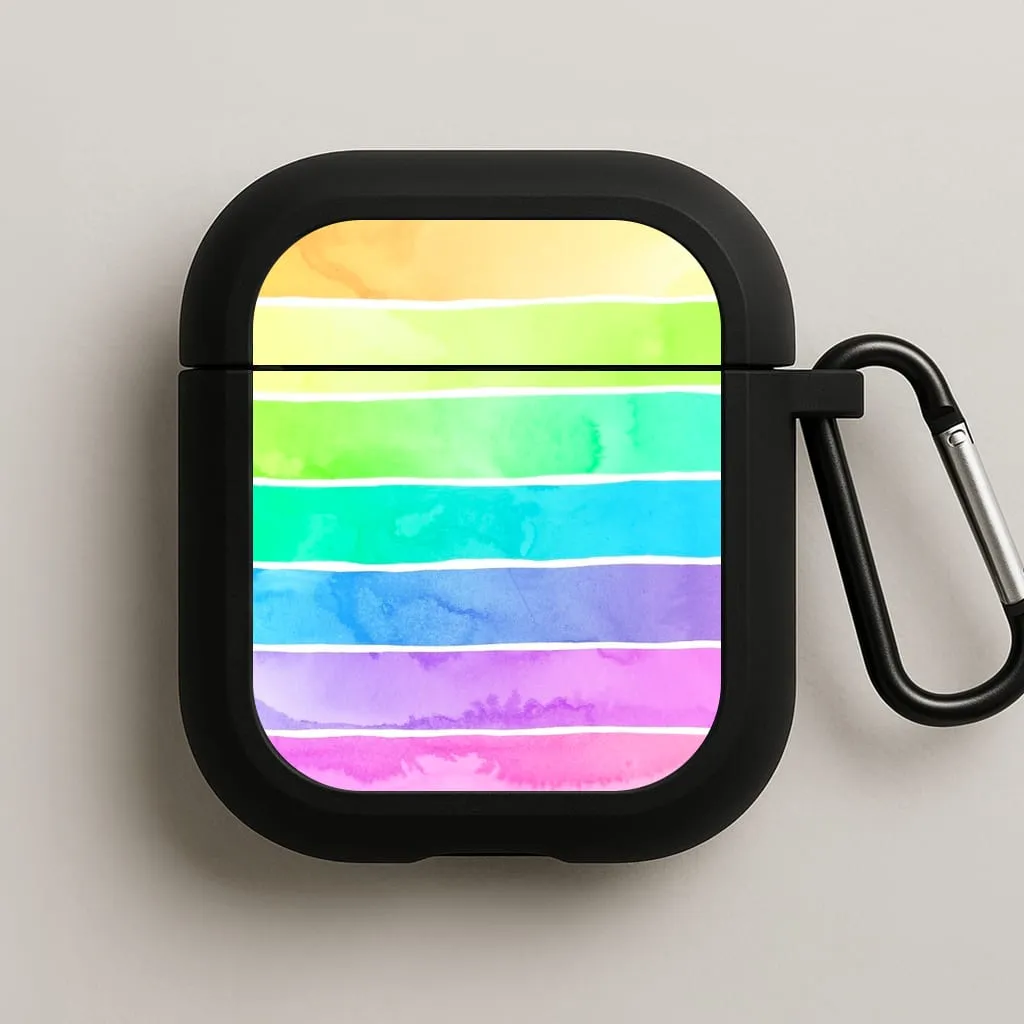 Trendy Smooth Finish Premium Build Quality Summer Rainbow Stripes AirPods Case