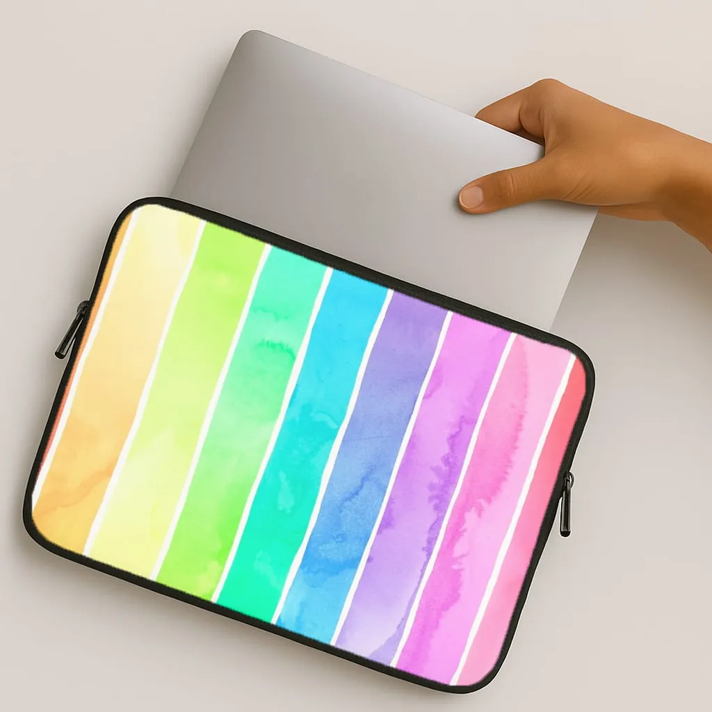 Summer Rainbow Stripes Laptop Sleeve Protective Edge