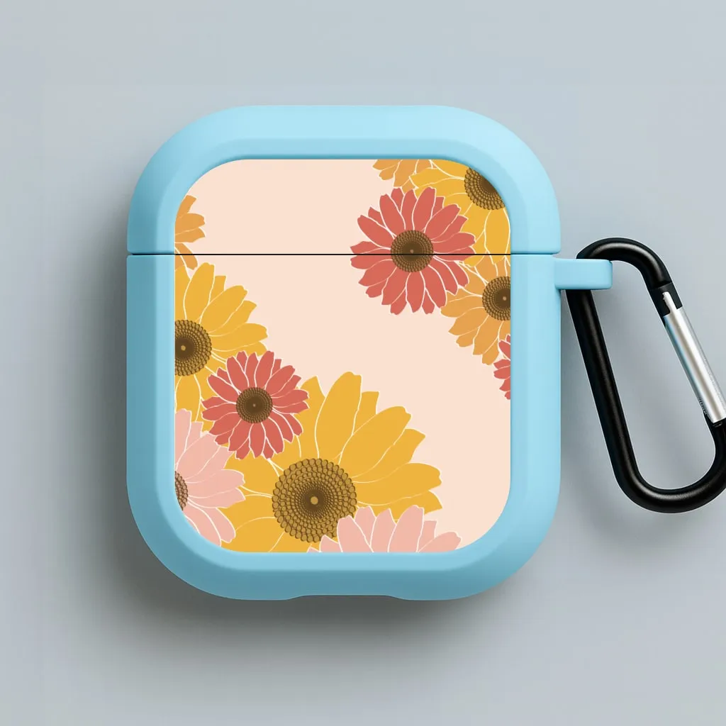 Sunflower Floral Pattern AirPods Case shock absorbing protector wireless earbuds portable holder