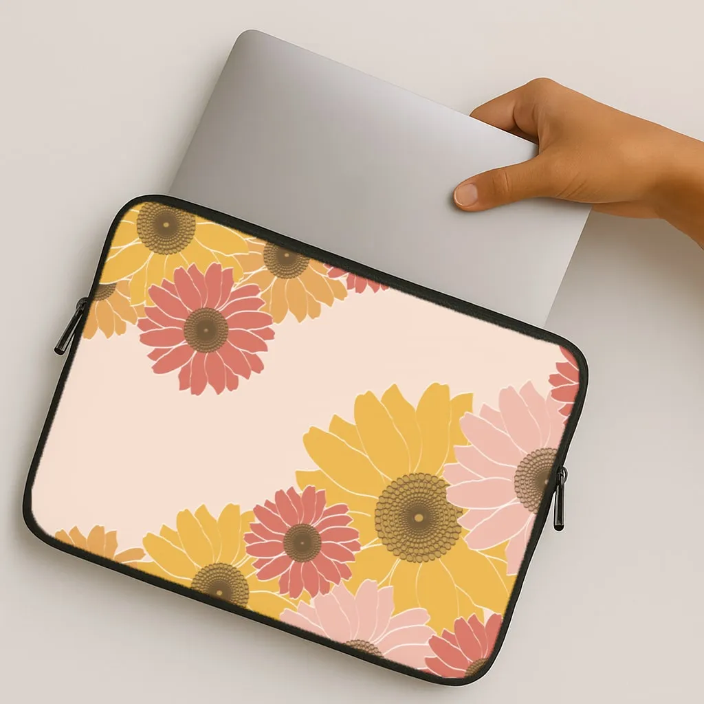 Sunflower Floral Pattern Laptop Sleeve Shock Cushion Slim Look
