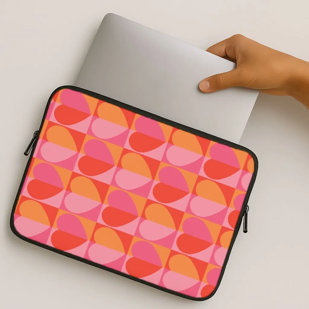 Sunset Hearts Pattern Laptop Sleeve Glossy Pattern Protective Corner