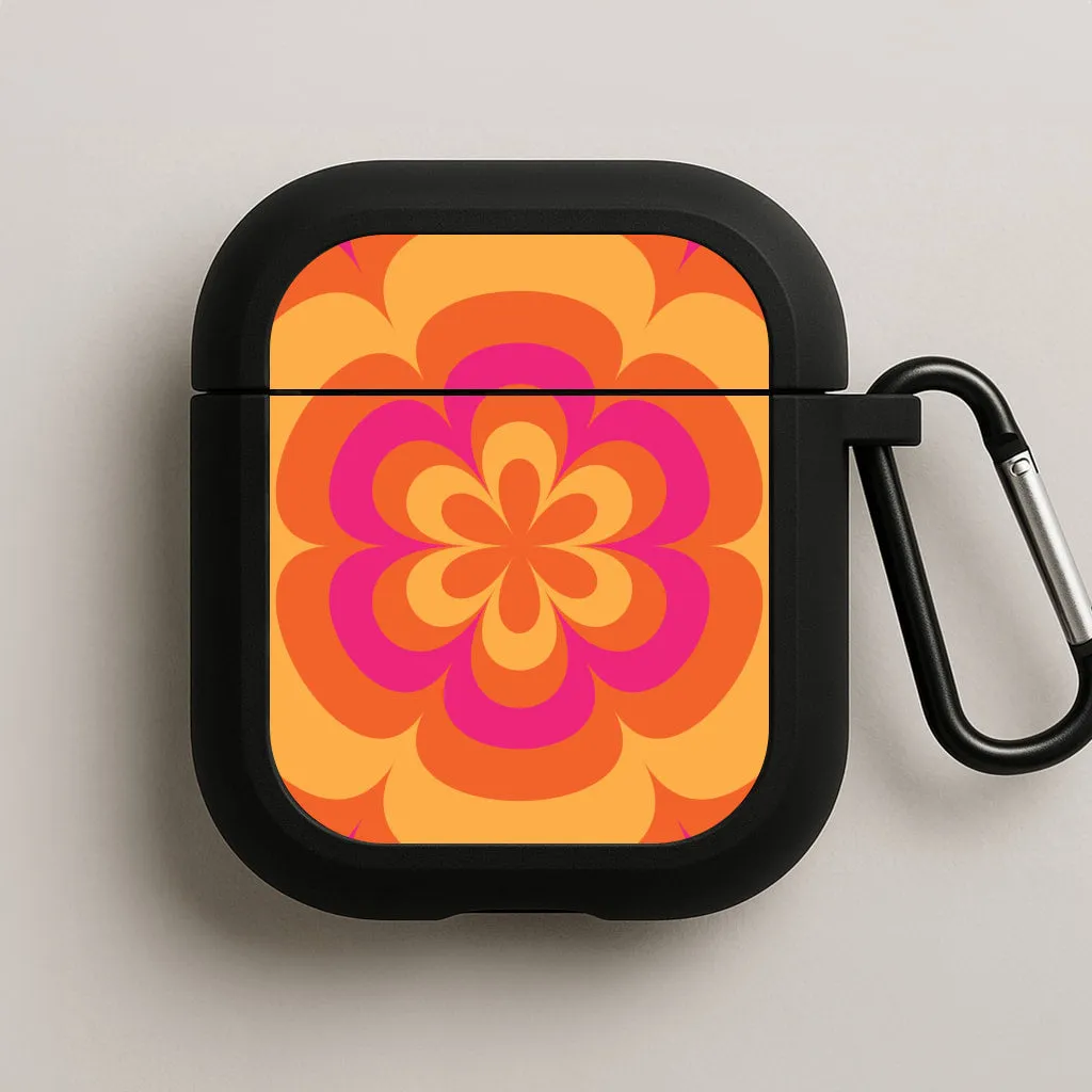 Sunset Trippy Flower Pattern AirPods Case Universal Daily Bag
