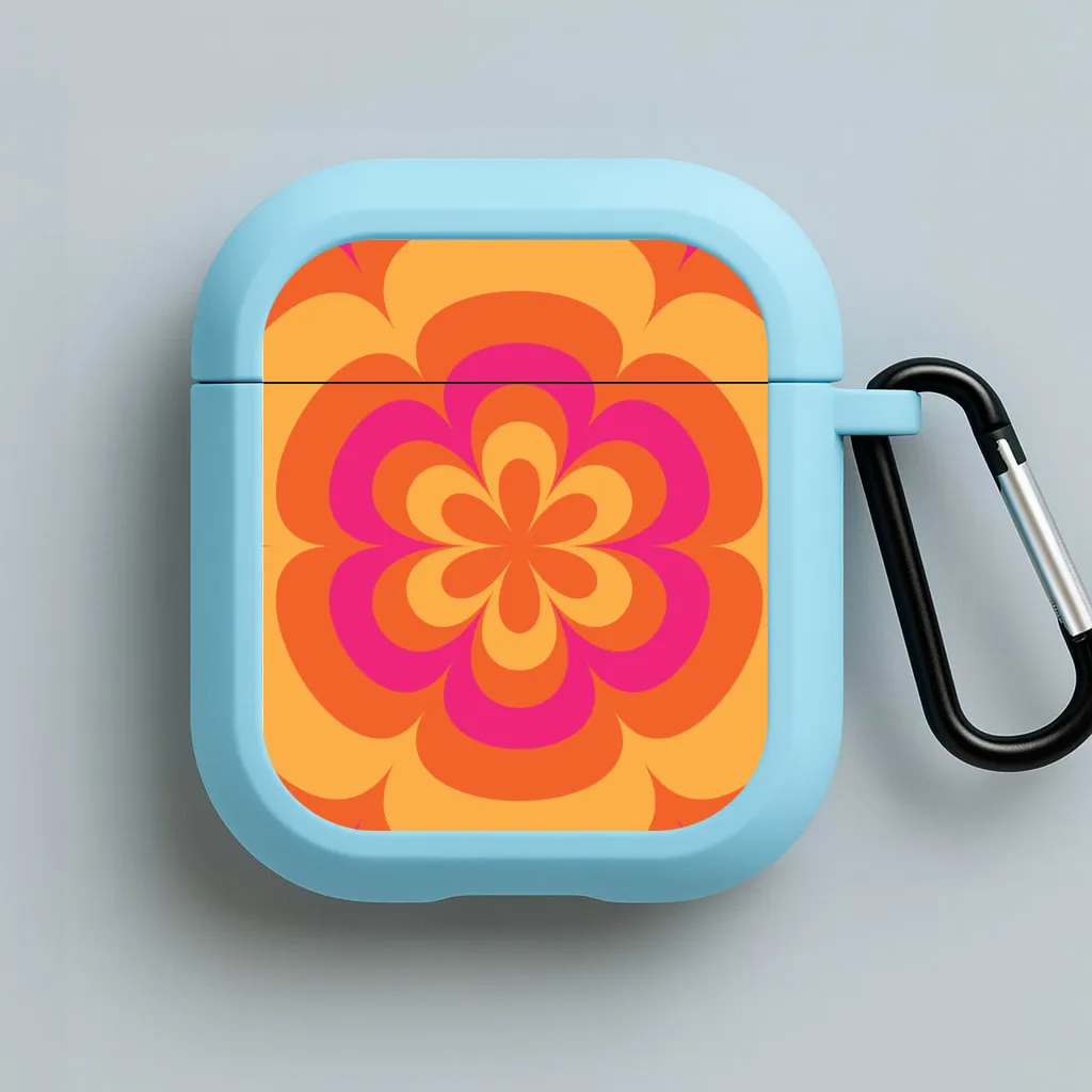 Sunset Trippy Flower Pattern AirPods Case Compact Protective Pouch