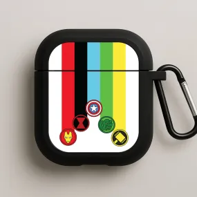 soft pastel commuter travel protector Soft Matte Finish Superhero Team Colourful Symbols  AirPods Case