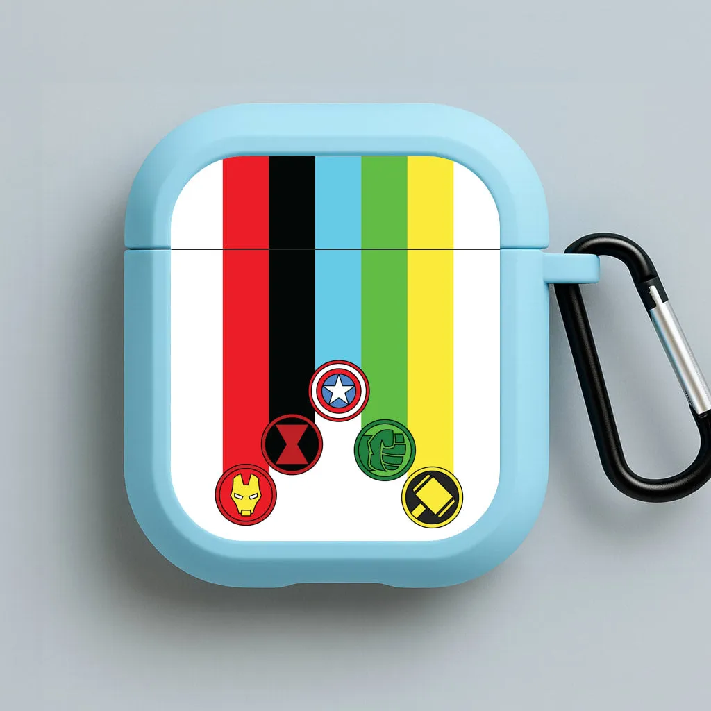 Superhero Team Colourful Symbols  AirPods Case clear protective wrap colorful rubber airpods case