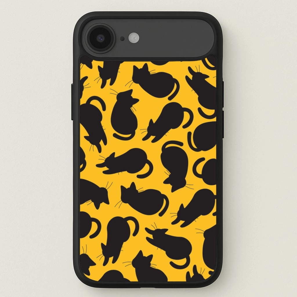 Protective Texture Finish Durable Quality Black Cat Silhouettes Pattern Phone Case