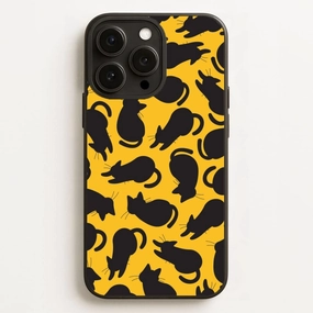 Matte Shield Black Cat Silhouettes Pattern Phone Case