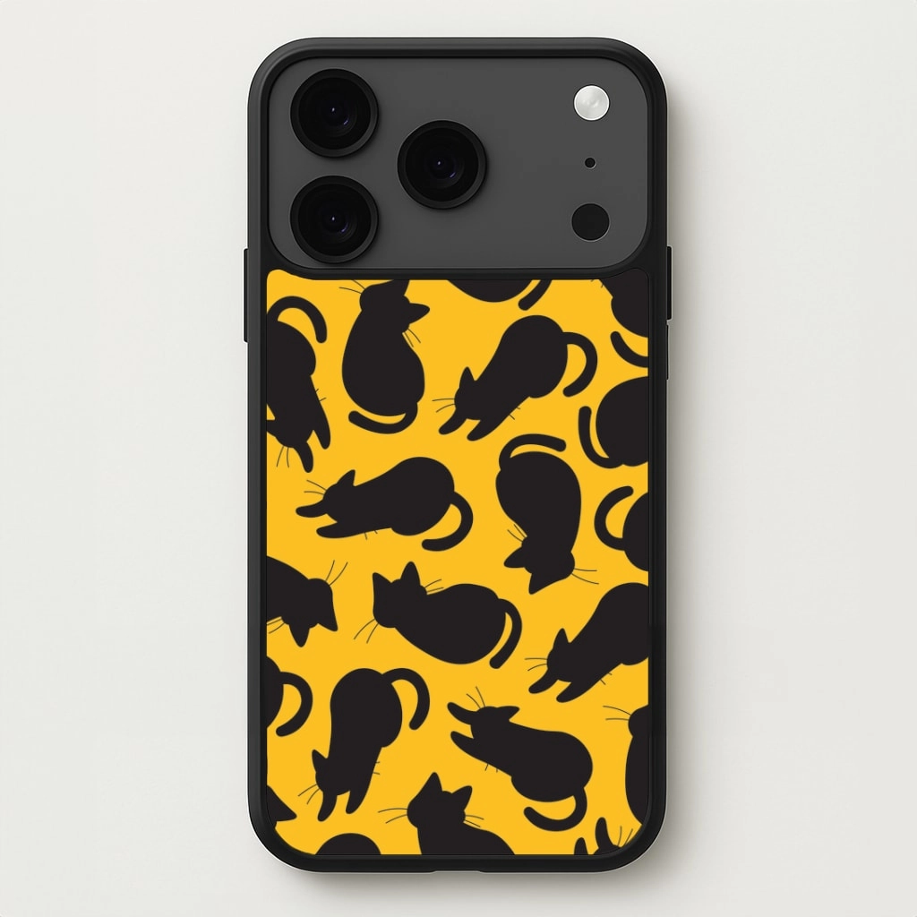 Stylish Aesthetic premium design Black Cat Silhouettes Pattern Phone Case
