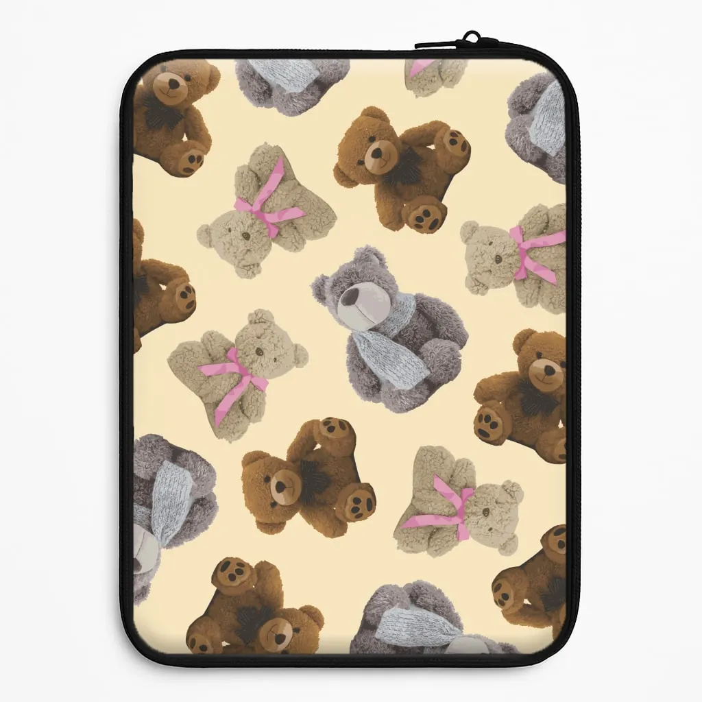 Premium Texture Layer Polished Touch Assortment Of Teddies Pattern Laptop Sleeve
