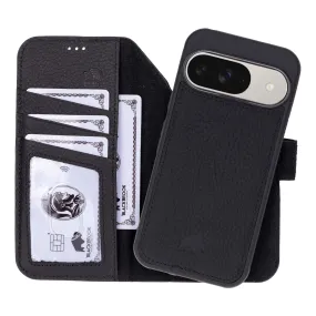 Carter Detachable Leather Wallet Case ?C Pixel 10, Pebble Black Premium Style