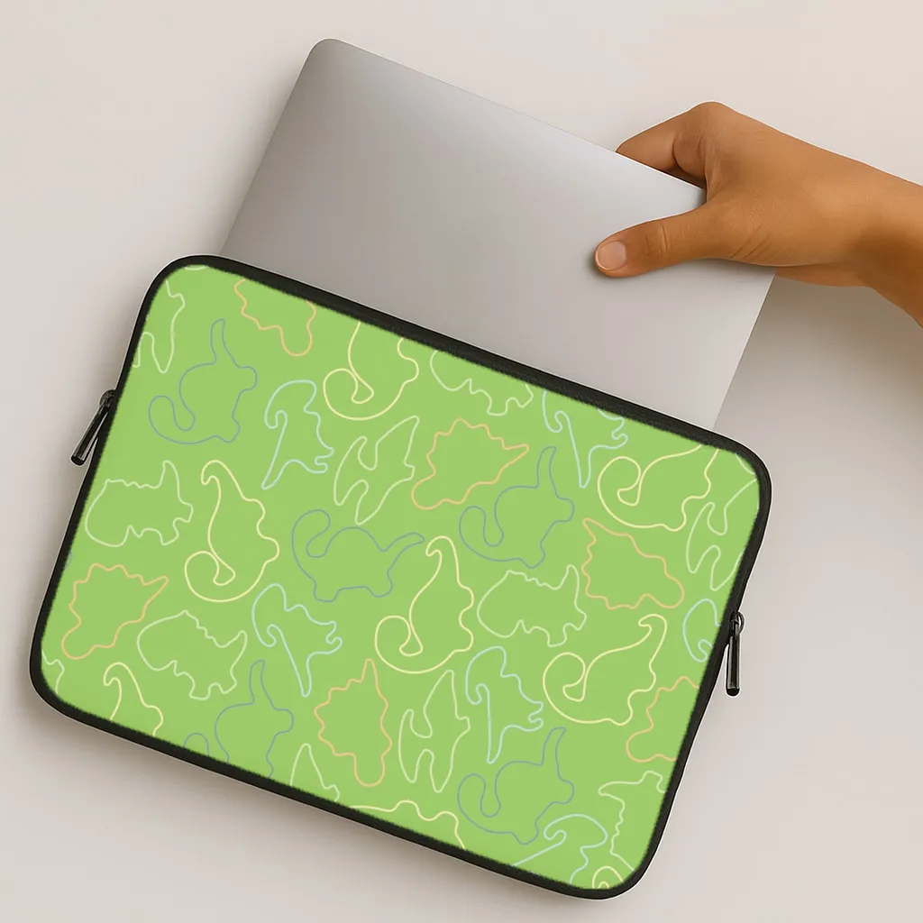 Grip Enhanced Transparent Look Outline Pattern - Dinosaurs Laptop Sleeve