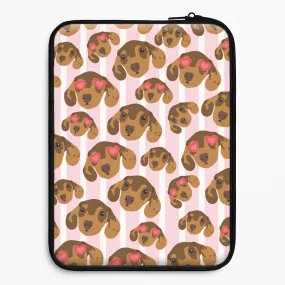 Hybrid Finish Stripes And Dachshunds Pattern Laptop Sleeve