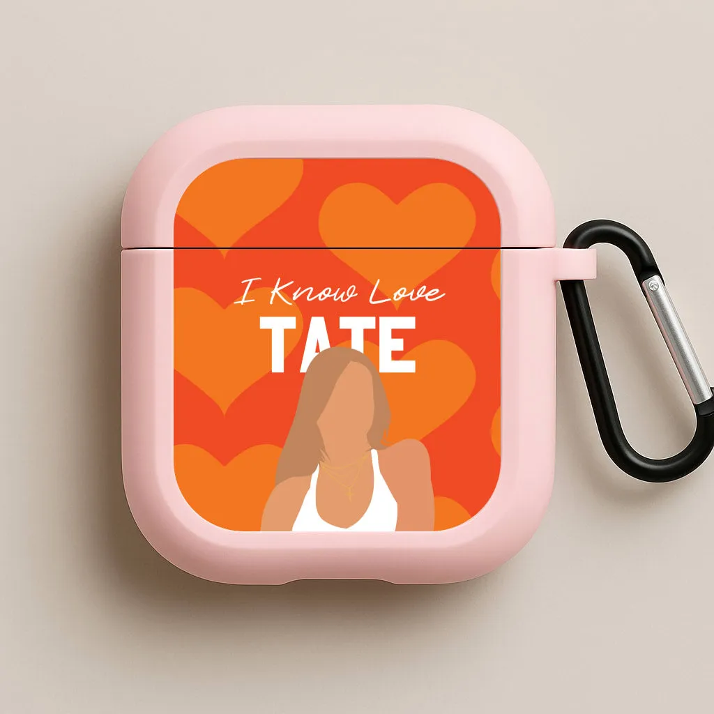 I Know Love Pattern AirPods Case Soft Travel Case shockproof neon silicone shell