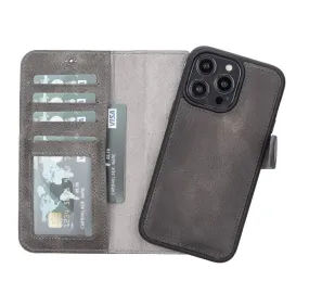 clean design Travel Companion Carter Detachable Leather Wallet Case ?C iPhone 14 Pro, Vesselle Gray