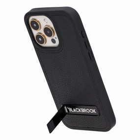 Reed Leather Snap?On Case with Stand ?C iPhone 15 Pro Max, Pebble Black Rugged Texture Design Creative Accent