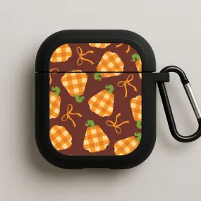 Soft Protective Sleeve Tartan Pumpkins And Bows Pattern AirPods Case