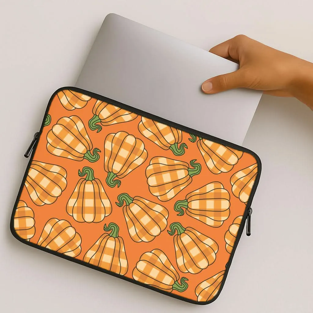 Tartan Pumpkins Pattern Laptop Sleeve Sporty Appeal