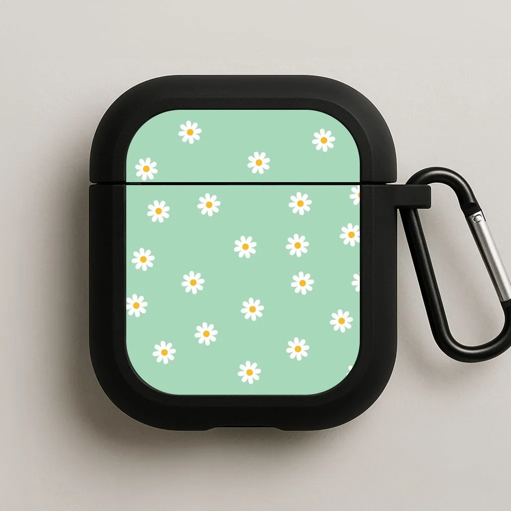 vivid gradient portable travel airpods case Trendy Tech Organizer Teal Daisies AirPods Case
