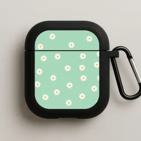 vivid gradient portable travel airpods case Trendy Tech Organizer Teal Daisies AirPods Case