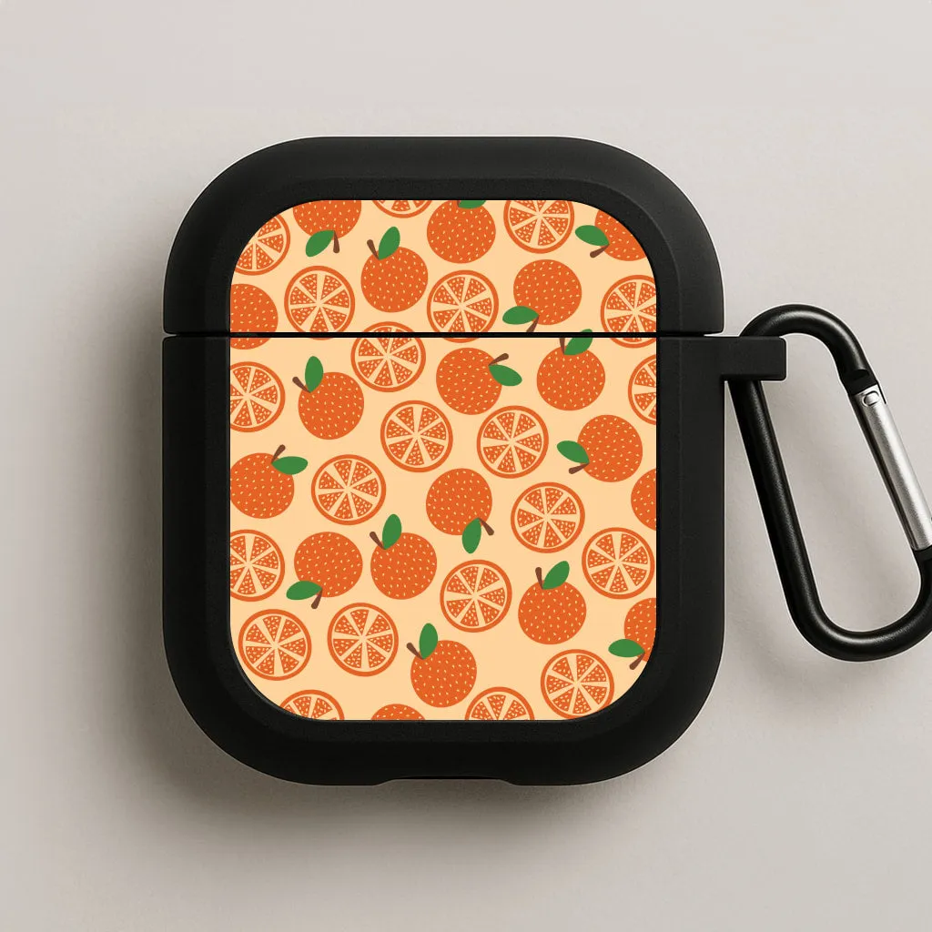 minimalist everyday airpods shell Universal Tech Holder Textured Oranges Pattern  AirPods Case