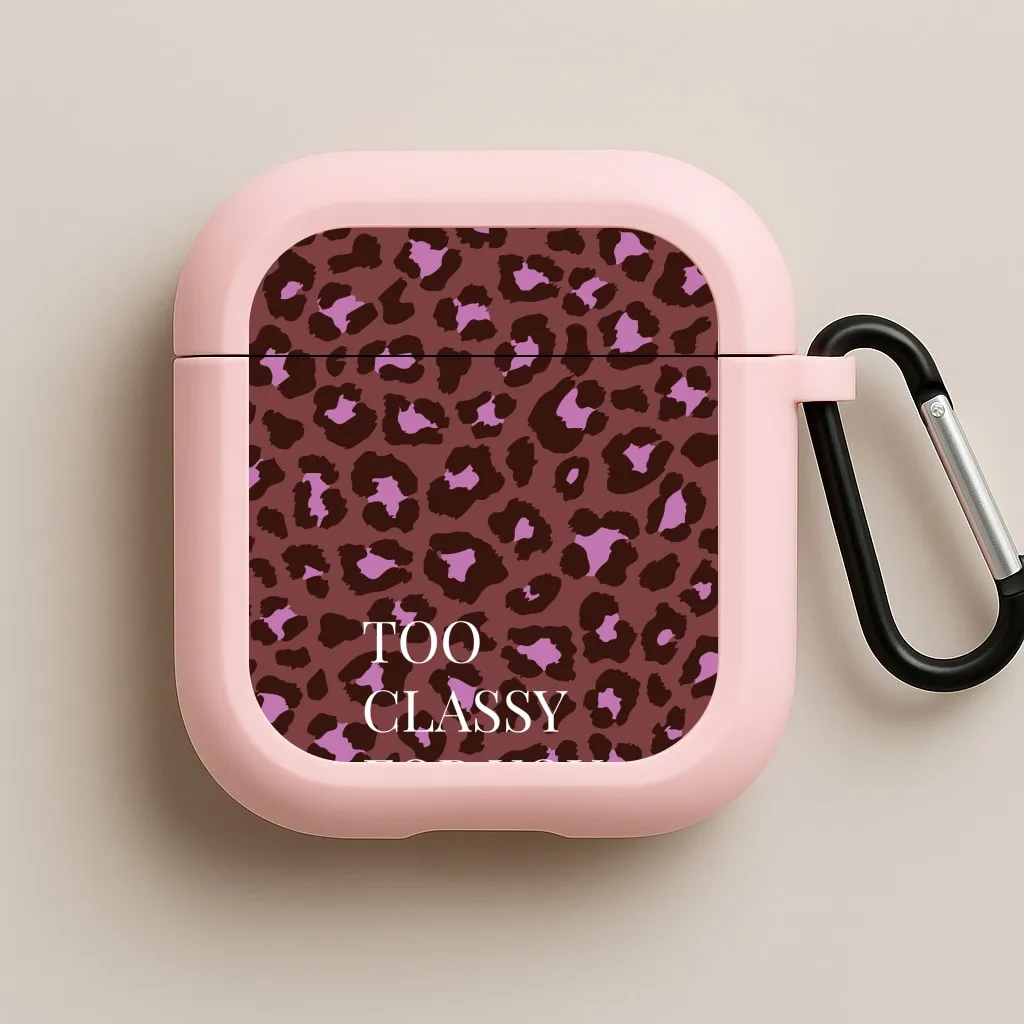 Too Classy Cheetah Print AirPods Case durable magnetic travel protector soft touch silicone shell