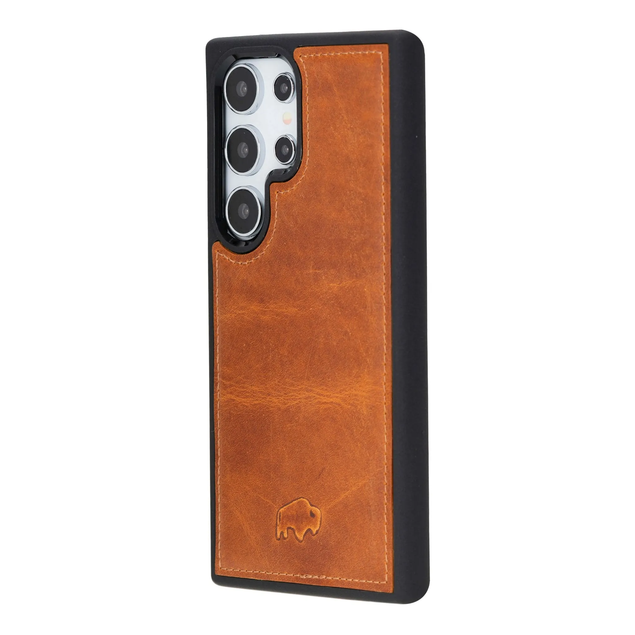 Tactile Buttons Dual Layer York Leather Snap-On Case ?C Galaxy S25 Ultra, Golden Brown