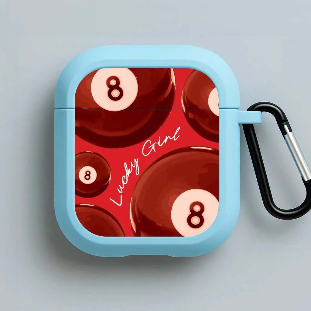 sporty silicone airpods shell Trendy Handy Organizer 8-Ball Lucky Girl Pattern AirPods Case