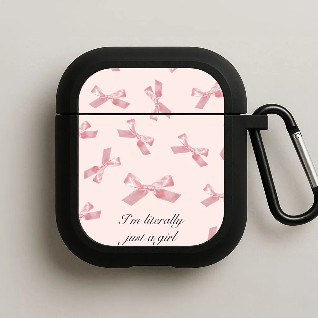 I'm Literally Just A Girl Bows Pattern AirPods Case Creative Compact Texture